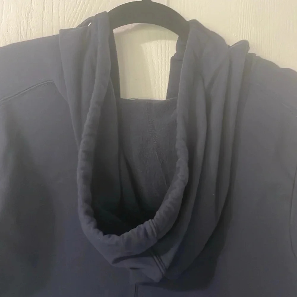 đ°Eddie Bauer navy sweater cardigan with pockets and hood oversized size small - Picture 7 of 8